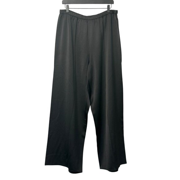 Jenni Kayne Black Satin Wide Leg Pants Silky Elegant Evening Flowy Soft Size XXL - Picture 1 of 9